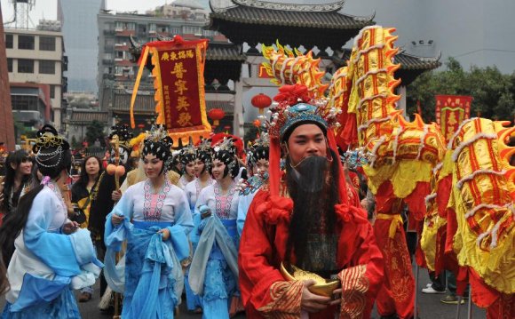 Chinese Buddhists in parade
